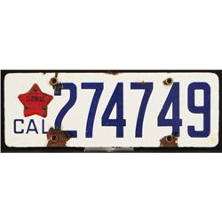 Vintage Porcelain California License Plate