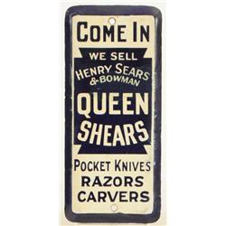 Porcelain Queen Shears Advertising Door Push