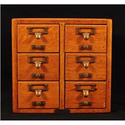 6 Drawer Oak Filing Card Cabinet