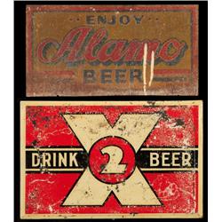 Alamo & 2X Beer Advertising Tin Signs Texas Beer