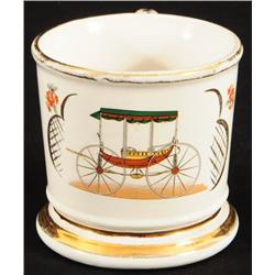 Porcelain Shaving Mug Horse Drawn Carriage Motif