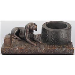 Black Forest Carved Figural Dog Match Holder