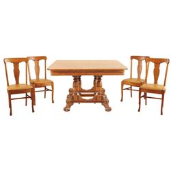 American Oak Dining Table & 15 Chairs