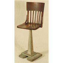 Oak Swivel Chair on Tall Metal Base