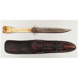 Knife with Bone Handle and Sheath