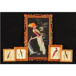 5 Framed Mexican Bird Feather Art Ft Worth Texas