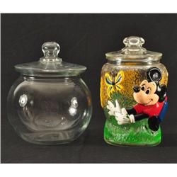 Two Glass Counter Top Jars Mickey Mouse