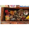 Image 7 : Old Wood Tacklebox with Assorted Tackle