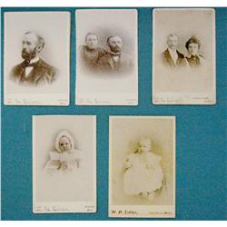 Group of 5 cabinet cards with a rare imprint of W. H. Culver (1853-1937), Lewistown, MT, 1890’s.