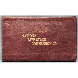 1923 red leather record book presented by the National Live Stock Commission: characters.
