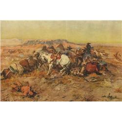 Russell, C. M., early print, Ambushed, 17” x 23”.