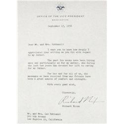 Nixon, Richard (1913-1994) autograph,  37th President of the U.S. dated 1956 with Vice President let