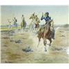 Image 1 : Rieke, Rex, watercolor, The Chase, 8 ½” x 10”, signed LL.