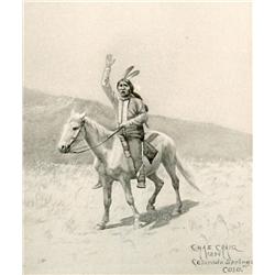 Craig, Charles, Colorado (1846-1931), The Courier, 1894. 14 ½” x 10 ¾” water color/en grisaille.