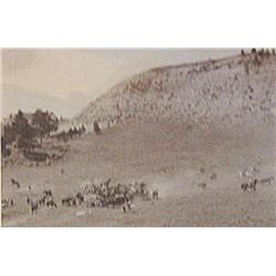 Huffman, L. A., Roundup Outfit Breaking Camp, ORIGINAL contact print, framed, 3 ¾” x 5 ½”.
