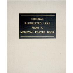 Original illuminated leaf from Medieval Prayer Book or Book of Hours,