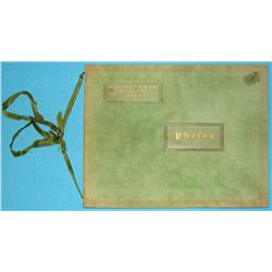 Green leather photograph case, gold stamped front L. A. Huffman Miles City, Mont;