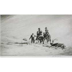 West, Levon (1900-1968), etching, Elk Hunters, signed LR, 11 ¾” x 17 ¾”.