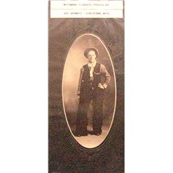 Shimitz, Joe, photograph of Cheyenne, Wyoming cowboy, oval photo on mount, 6 ½” x 3”.