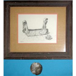 Smith, Tucker, Blackfeet Relics, 1974, pencil drawing, 8-1/2” x 12”, includes Indian hammerstone.