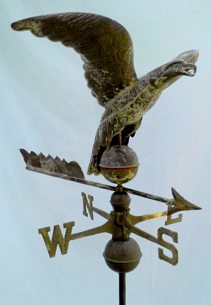 Gilded copper eagle weathervane, rare.