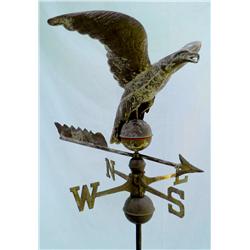 Gilded copper eagle weathervane, rare.