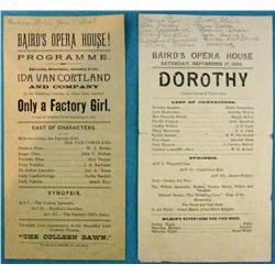Broadsides:  2 Baird Opera House programs, Bozeman, Montana: