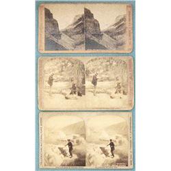 Group of 3 stereo cards, Ingersoll, T. W., Yellowstone National Park,