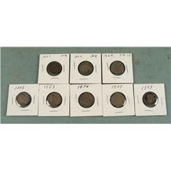 3 Shield Nickels & 5 V Nickels Mixed Dates