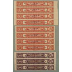 11 Colombia Specimen Revenue Stamps 5, 10 Centavos