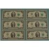 Image 1 : 6 Consec Number 2003 A $2 Bills G Mint Notes Chicago CU