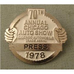 Chicago Auto Show Press Enamel Badge 1978 -Rare