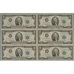 6 Crisp UNC 1976 Consec # $2 Bills F Mint Atlanta