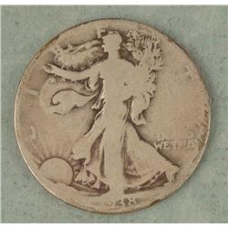 1938 D Liberty Walking Half Dollar 50C Coin AG/G