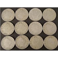 12 Diff Date V Nickels Better than Average Circ