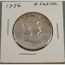 1956 Gem UNC Franklin Silver FBL Half Dollar -Toned