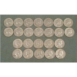 24 UNC 1964 + 1964-D Washington Silver Quarters