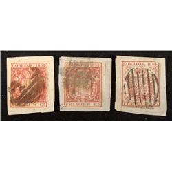 3 Coat of Arms Stamps 1854 6 Quarters Spain