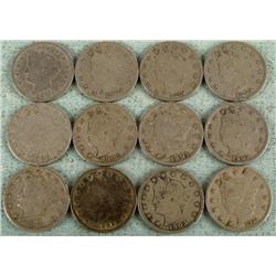 12 Diff Date V Nickels Better Than Average 1900-1912