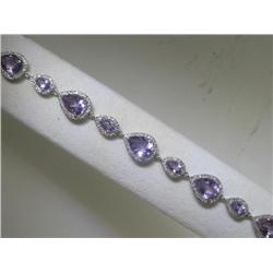 Amethyst and .57 ct Diamonds 14K White Gold Bracelet