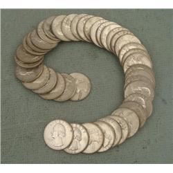1 Roll (40) Mixed 1964+1964-D Washington Quarters