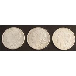 3 High Grade Morgan Silver Dollars 1921-P, D, S