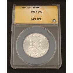MS 63 1954 Franklin Silver Half Dollar