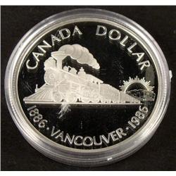 Canada 1986 Frosted Proof Silver Dollar Train