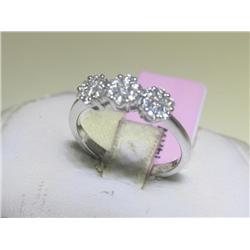 All Diamonds Flower Design 14K White Gold Ring 6 1/2