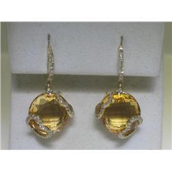 Citrine and .51 ct Diamonds 14K Yellow Gold Earrings