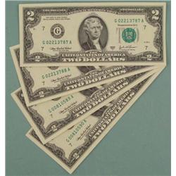 (4) 2003-A Chicago Consecutive # $2 Bills Notes CU