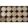 Image 1 : 15 Different Date Mercury Silver Dimes 1917-1945