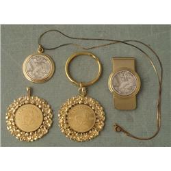 4 Coins 1980 ,1873 Silver Issue Necklace, Clip
