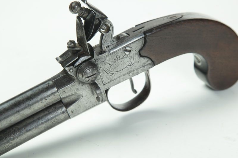 DOUBLE-BARREL FLINTLOCK PISTOL.